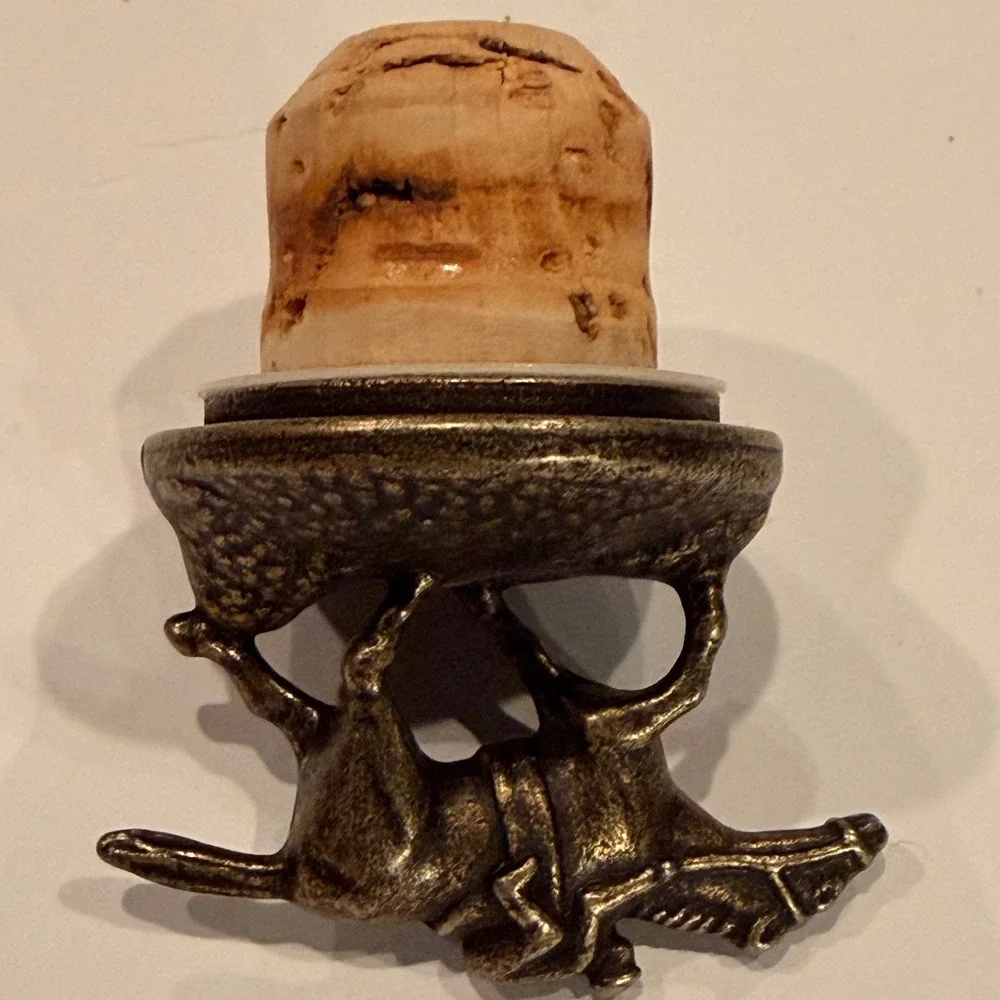 Blantons Bourbon Bottle Stopper Letter‎ N Horse and Jockey Bronze Tone Cork